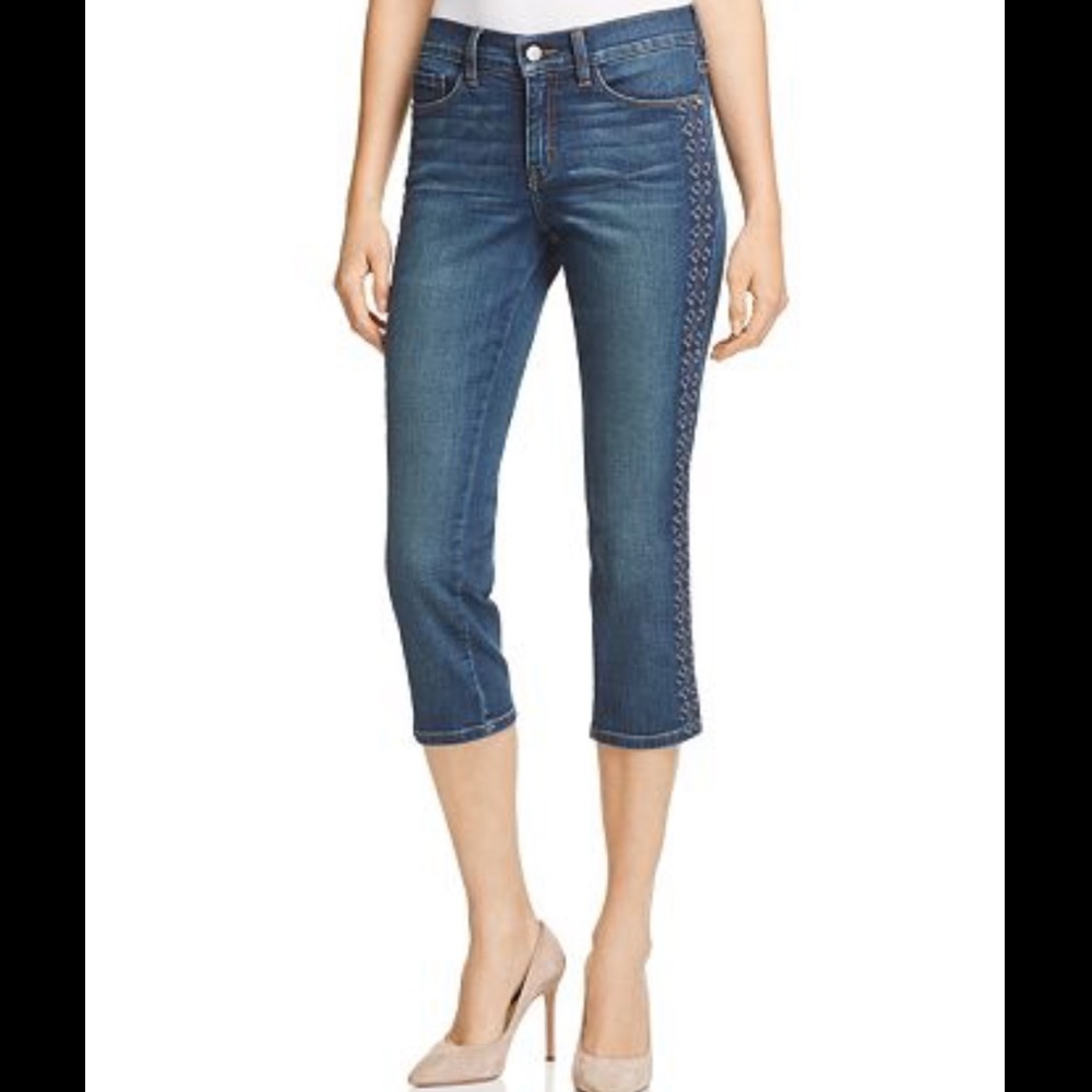 NYDJ Alina Embroidered Detail Denim Skinny Capri Jeans
